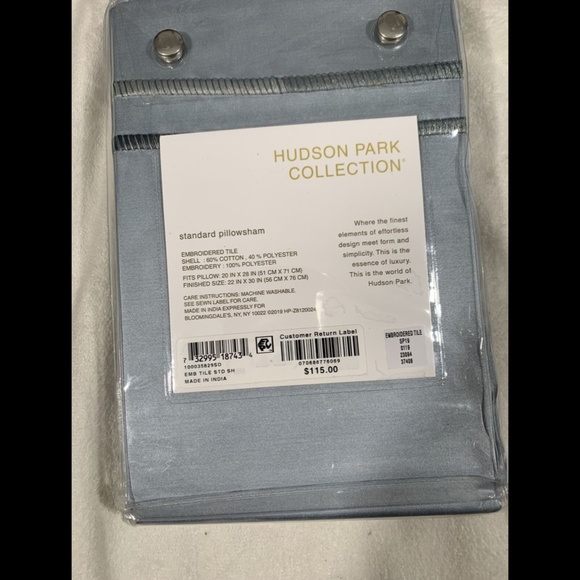 NIB [‎ 1 Standard ] Sham for Hudson Park Embroidered Tile - Picture 2 of 12